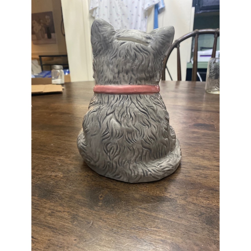 Westland Giftware Ceramic Cat Coin Bank Grey White Pink Collar Fish Charm - Picture 5 of 6